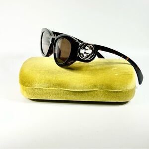 New Gucci Chaise Longue 54MM Cat-Eye Sunglasses Havana MSRP: $500